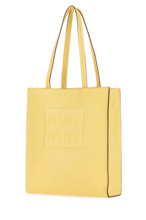 MIU MIU Pastel Yellow Leather Shopping Handbag - 28cm x 31cm