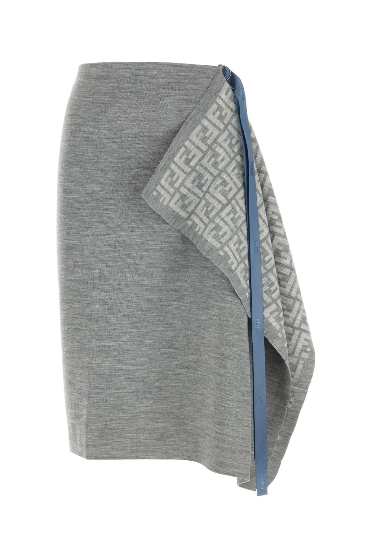 FENDI Chic Melange Grey Wool Blend Skirt - Women's Mini Style