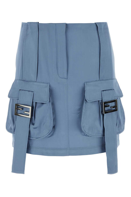 FENDI Cerulean Blue Satin Mini Skirt