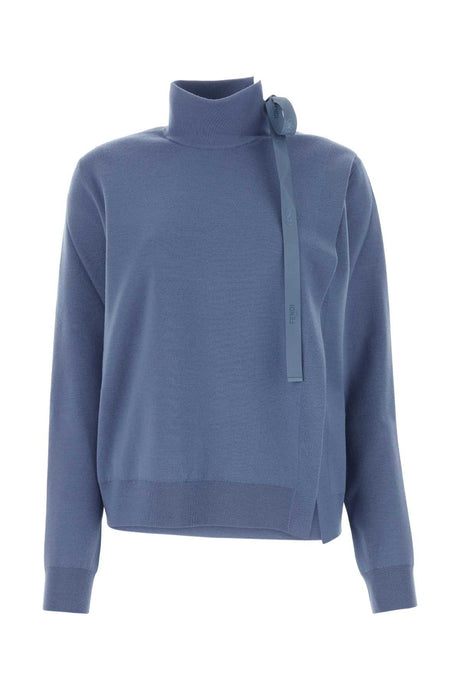 FENDI Air Force Blue Stretch Wool Blend Sweater