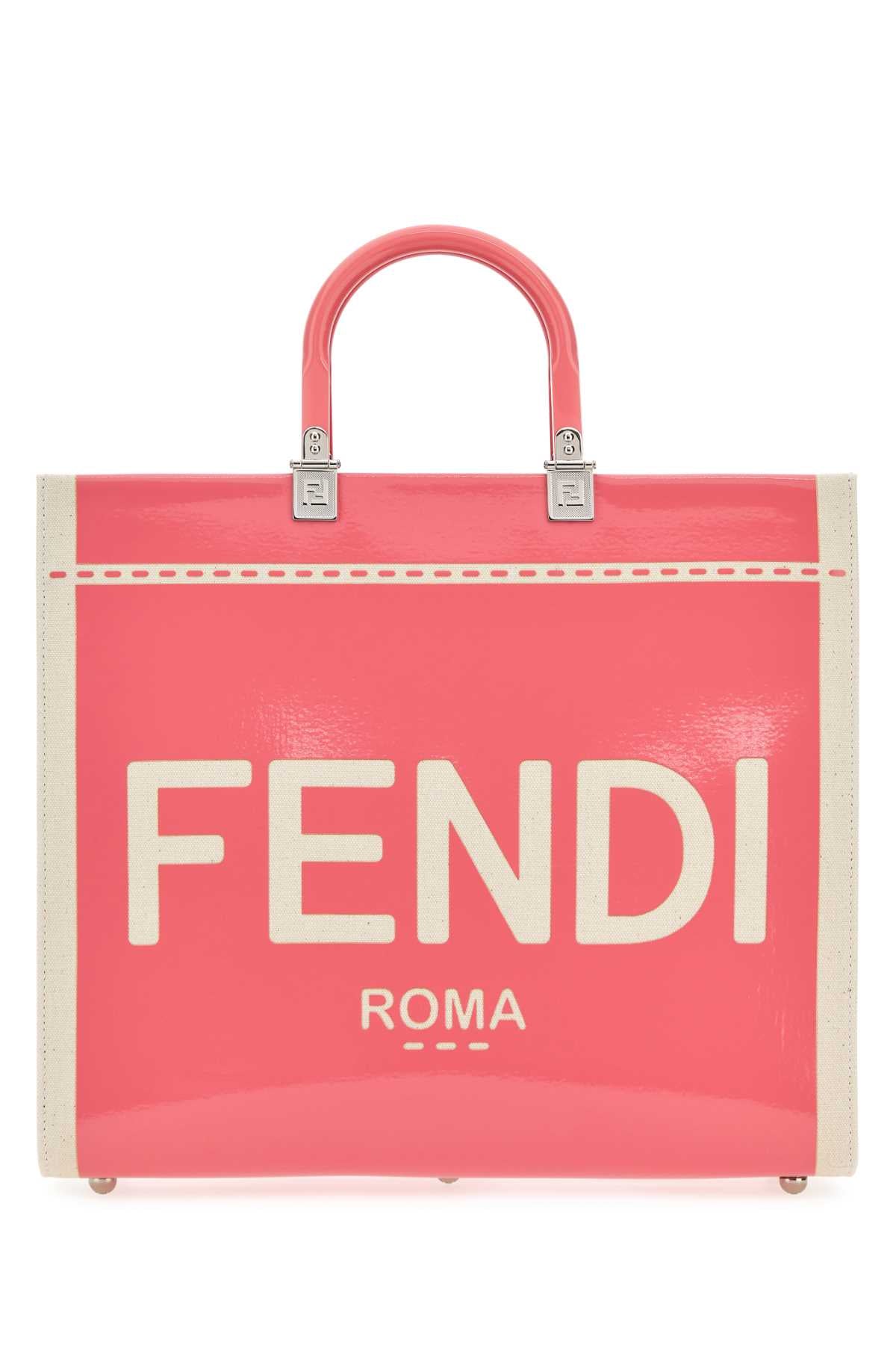 FENDI Two-Tone Canvas Medium Sunshine Shopping Handbag (35 cm x 30 cm x 16 cm)