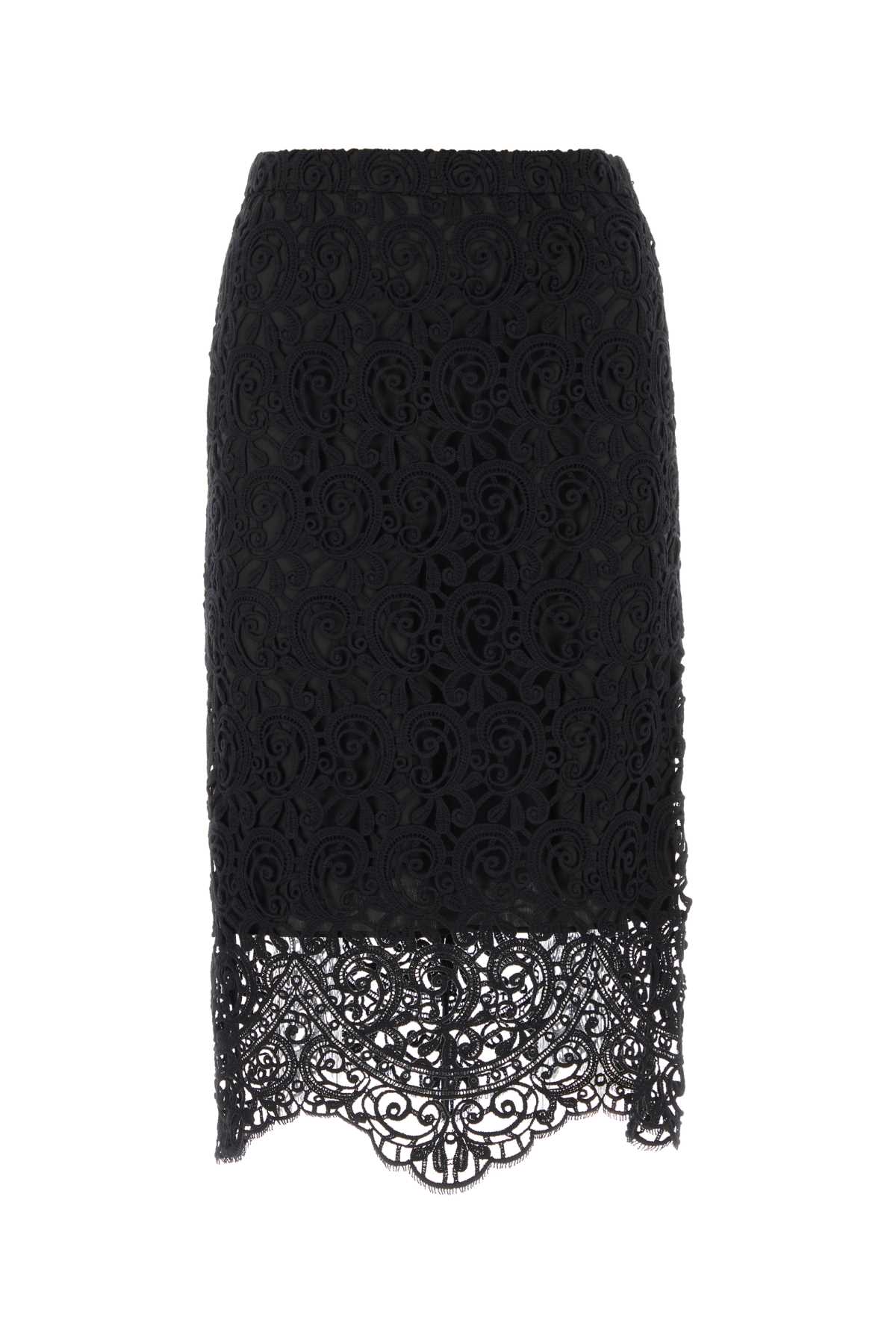 BURBERRY Elegant Black Macrame Lace Mini Skirt