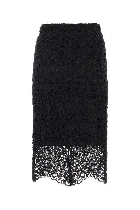 BURBERRY Elegant Black Macrame Lace Mini Skirt