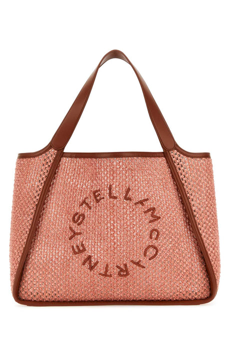 STELLA McCARTNEY Pink Raffia Logo Shopping Handbag - 41 cm x 30 cm x 15 cm