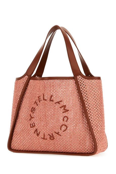 STELLA McCARTNEY Pink Raffia Logo Shopping Handbag - 41 cm x 30 cm x 15 cm