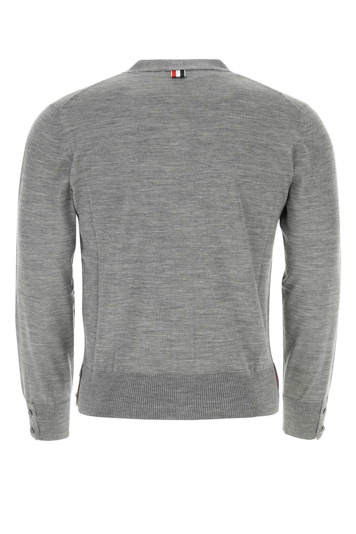 THOM BROWNE Sophisticated Grey Wool Blend Cardigan for Men