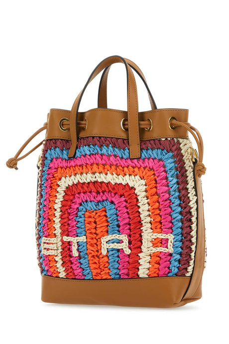 ETRO Multicolor Raffia and Leather Bucket Handbag - 21cm x 27cm