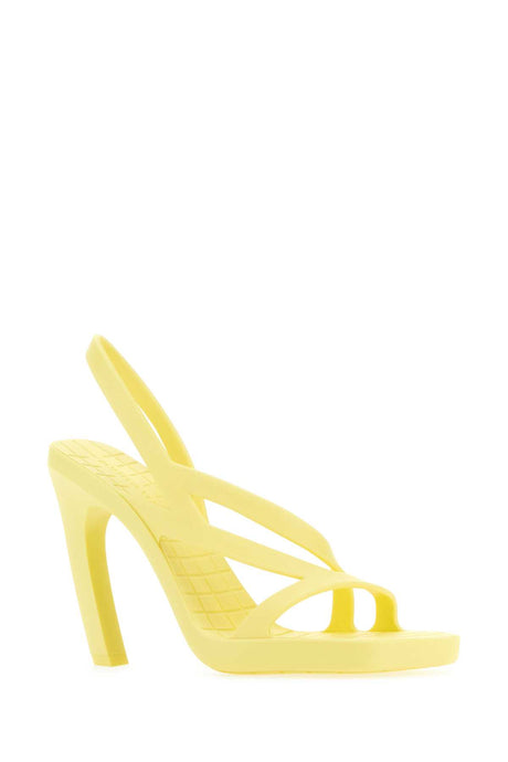 BOTTEGA VENETA Pastel Yellow Rubber Platform Sandals with 10 cm Heel