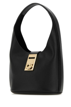 SALVATORE FERRAGAMO Elegant Black Leather Medium Hobo Handbag