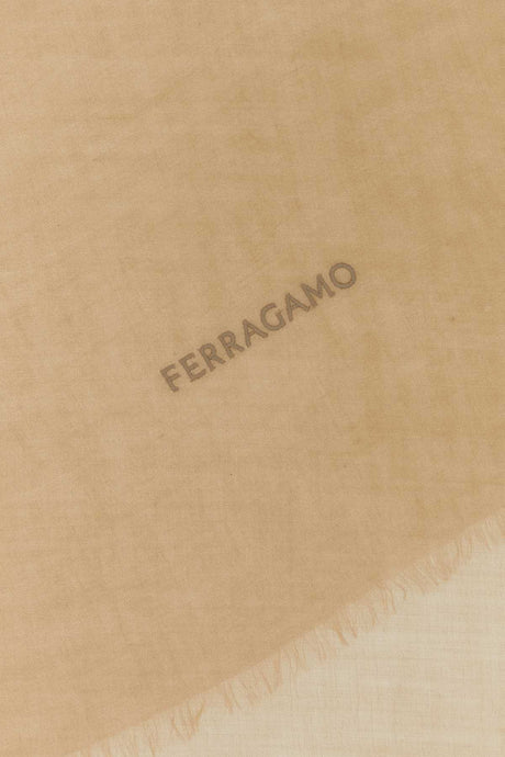 SALVATORE FERRAGAMO Luxurious Camel Cashmere Scarf - 240 cm x 40 cm