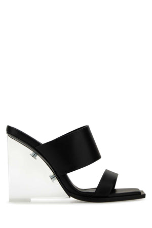 ALEXANDER MCQUEEN Elevate Your Style with Black Leather Shard Flats (Height: 11.5 cm)