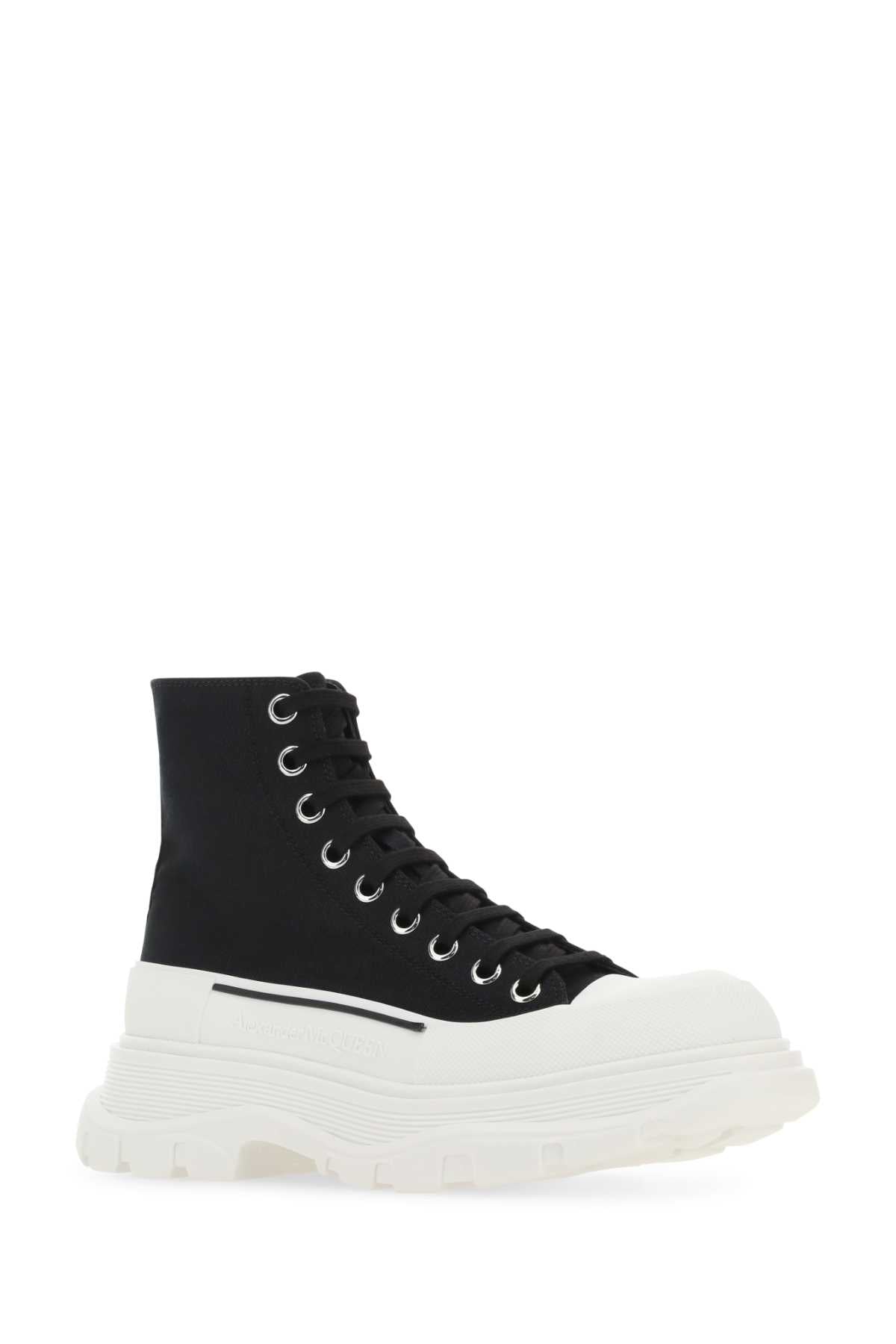 ALEXANDER MCQUEEN Black Canvas Tread Slick Sneakers