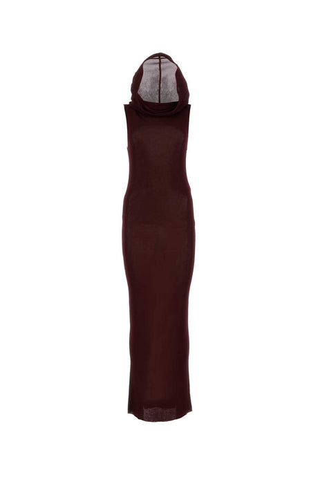 SAINT LAURENT Burgundy Long Viscose Dress for Women