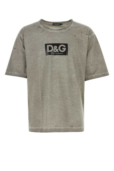 DOLCE & GABBANA Oversized Cotton Tee for Men - Melange Grey