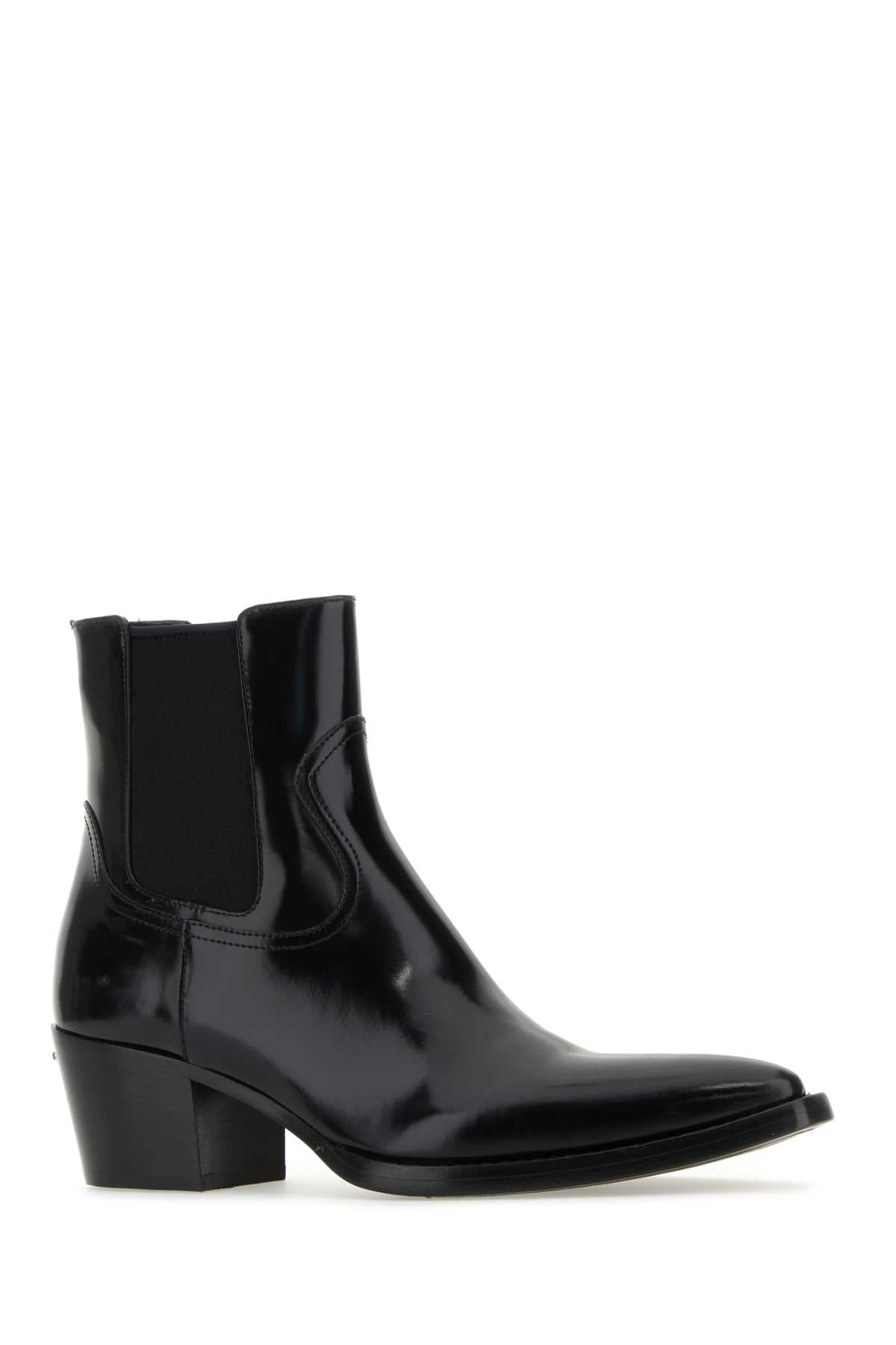 PRADA Sophisticated Black Leather Ankle Boots with 6 cm Heel