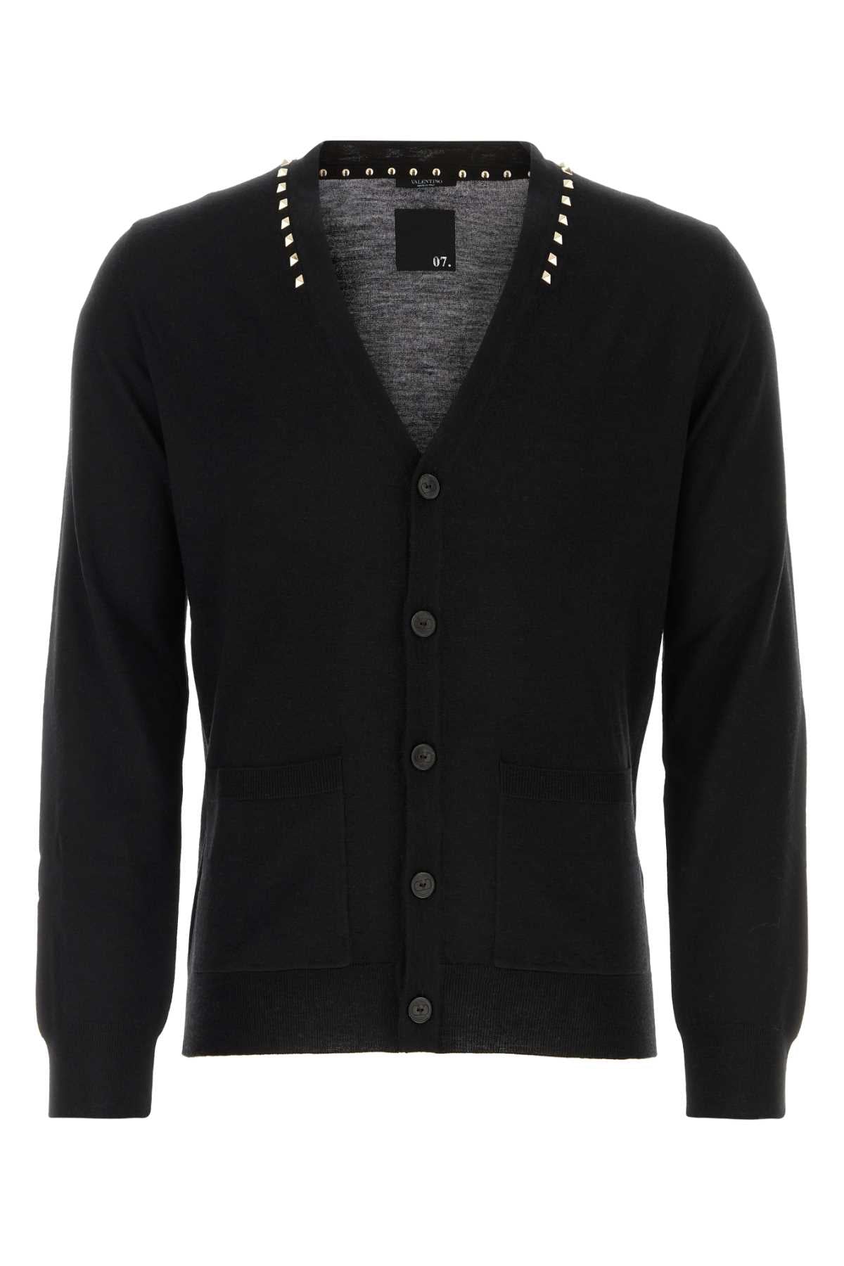 VALENTINO GARAVANI Luxurious Black Virgin Wool Cardigan for Men