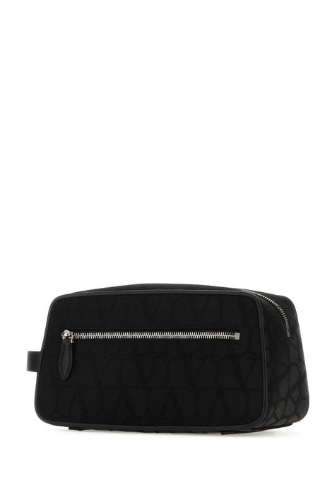 VALENTINO GARAVANI Luxury Black Toile Iconographe Mini Beauty Case