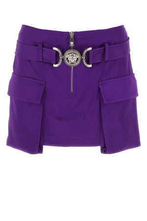 VERSACE Luxurious Purple Satin Mini Skirt for Women