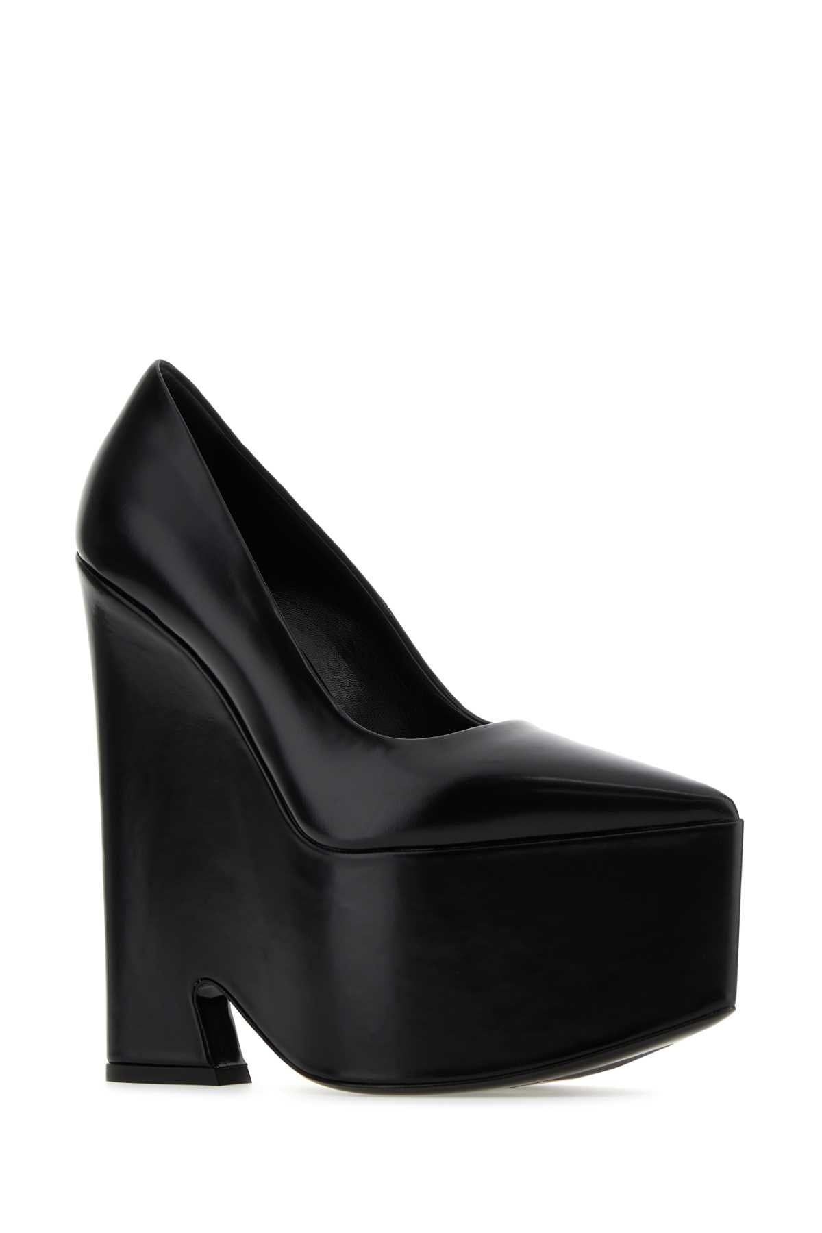 VERSACE Tempest Black Leather Pumps - 17 cm Heel Height