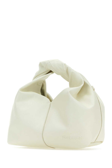 JW ANDERSON Ivory Leather Mini Twister Hobo Handbag