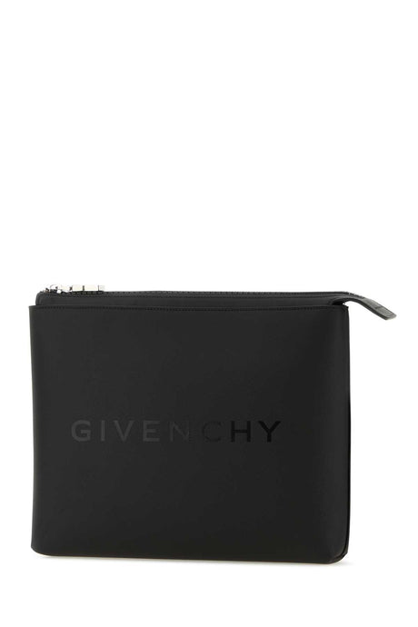 GIVENCHY Classic Black Canvas Pouch Handbag - 27cm x 22cm x 4cm