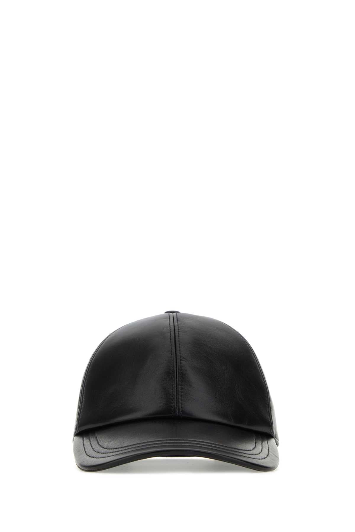 PRADA Black Nappa Leather Baseball Cap for Men