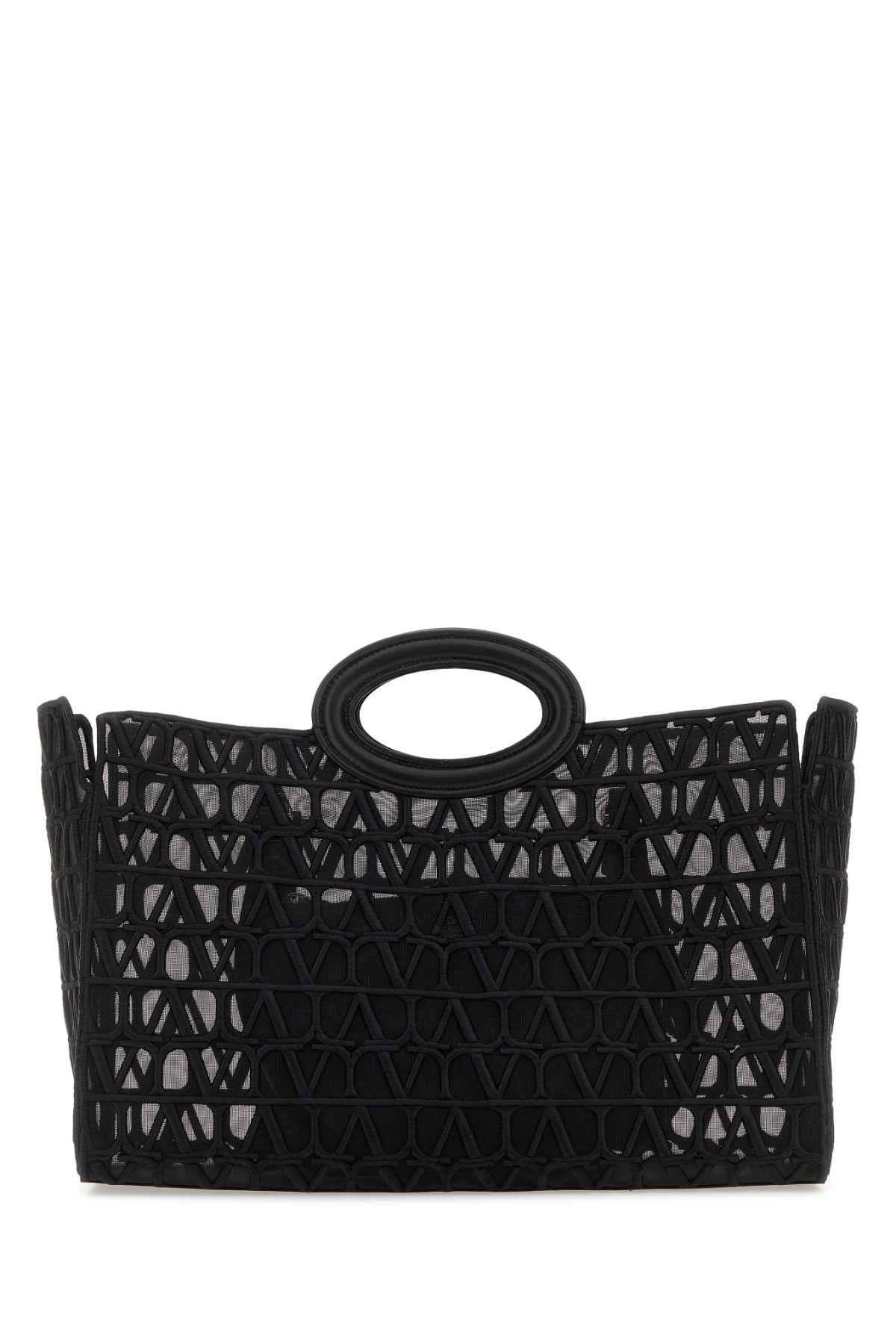 VALENTINO GARAVANI Timeless Black Toile Iconographe Le Troisième Mini Shopping Handbag - 40 cm x 25 cm x 17 cm