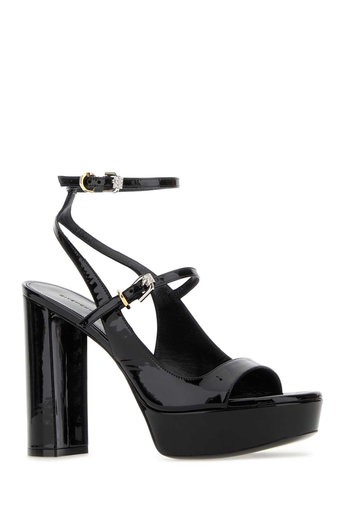 GIVENCHY Stylish Black Leather Platform Sandals with 3.5 cm Platform Height