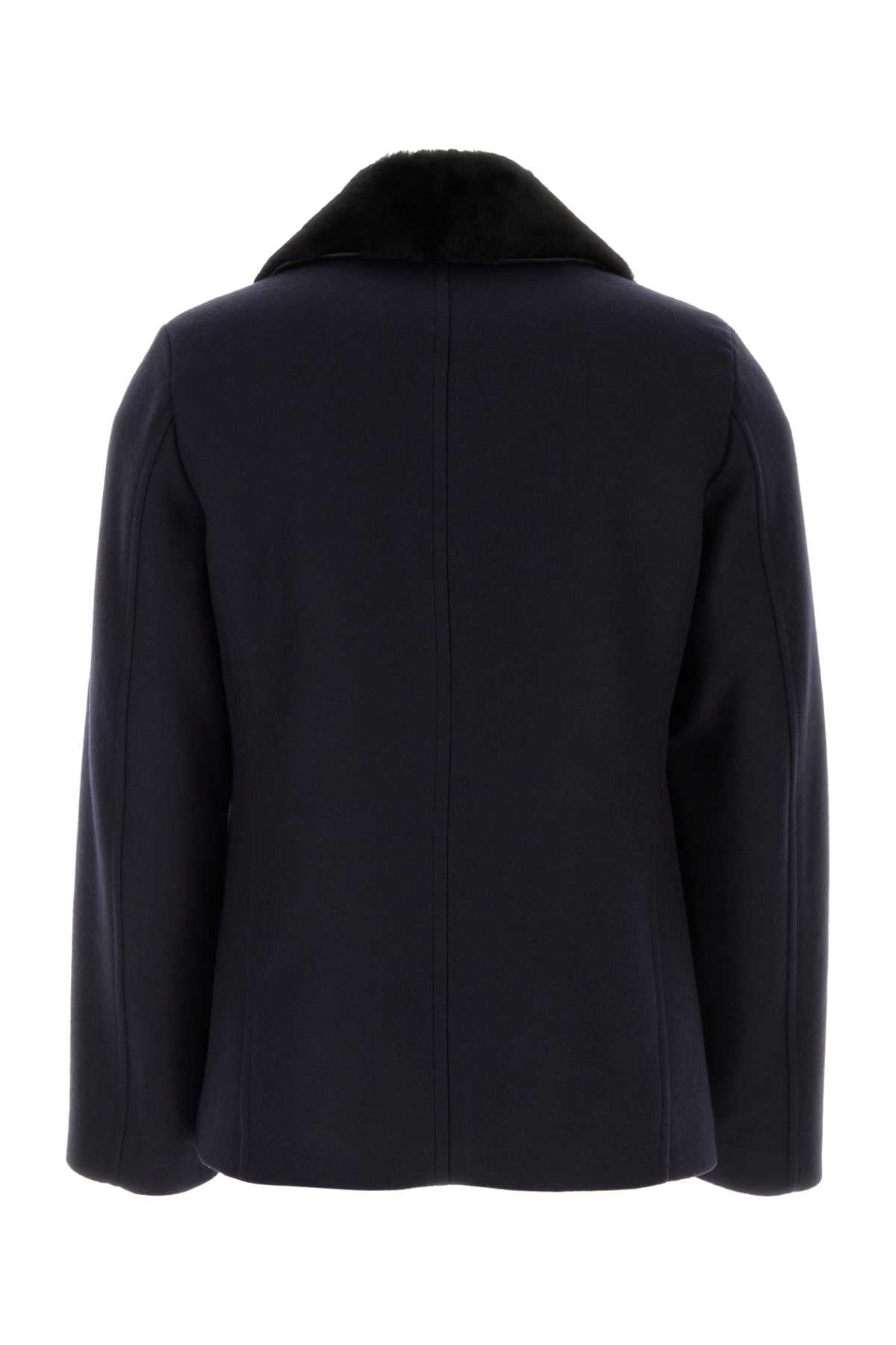 PRADA Sleek Dark Blue Felt Jacket for Men