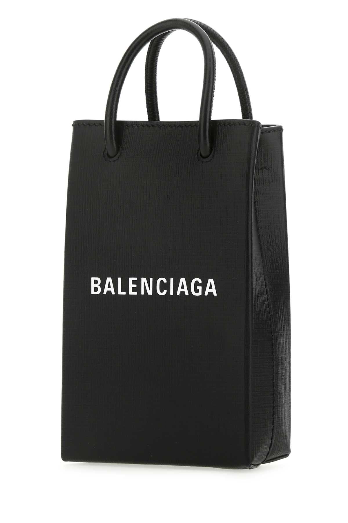 BALENCIAGA Mini Black Leather Phone Case