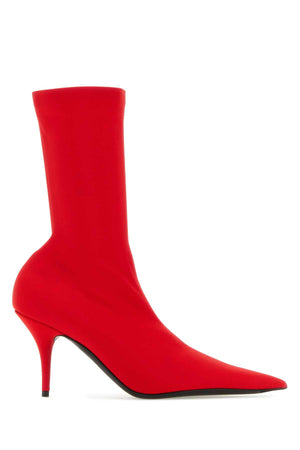 BALENCIAGA Red Mini Fabric Knife Ankle Boots with 8 cm Heel