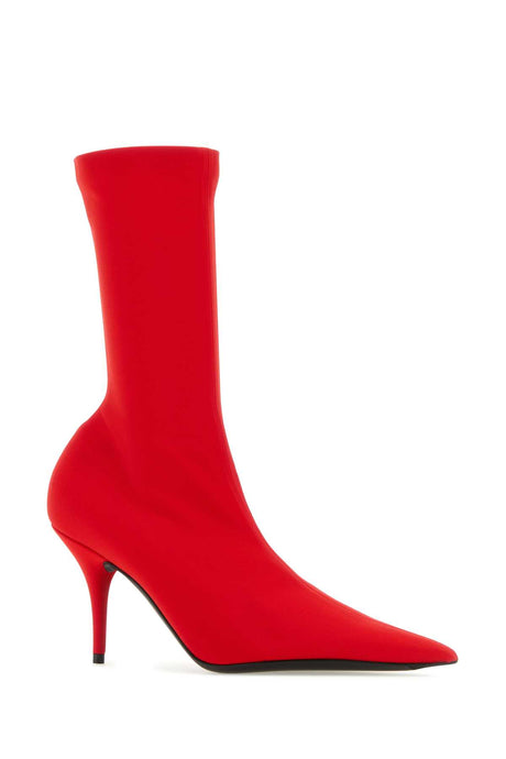 BALENCIAGA Red Mini Fabric Knife Ankle Boots with 8 cm Heel