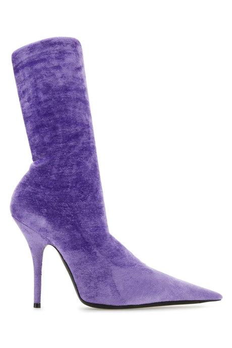 BALENCIAGA Lilac Velvet Knife Ankle Boots - 11 cm Heel Height