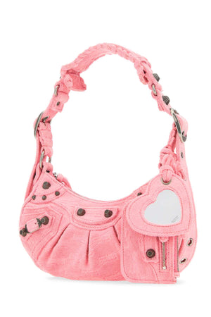 BALENCIAGA Mini Pink Terry Fabric Shoulder Handbag