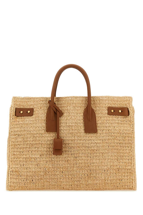 SAINT LAURENT Raffia Medium Sac OF Jour Shopping Handbag