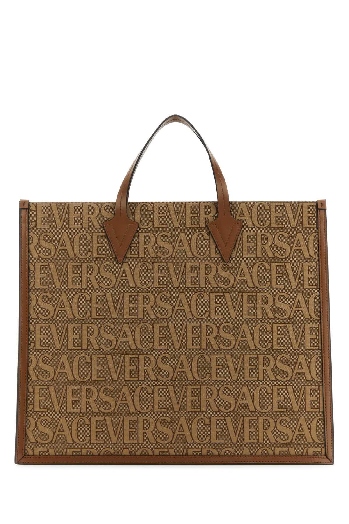 VERSACE Embroidered Canvas Allover Shopping Handbag - 42x35x16.5 cm