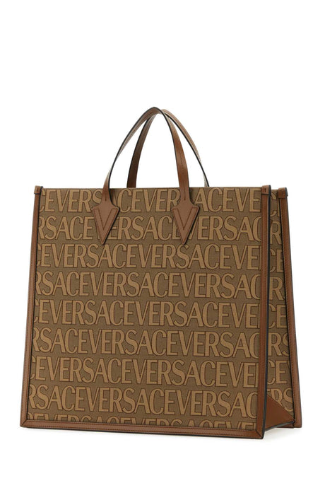 VERSACE Embroidered Canvas Allover Shopping Handbag - 42x35x16.5 cm