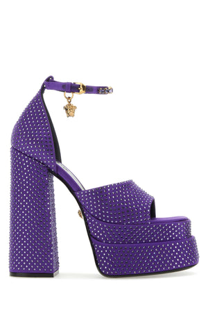 VERSACE Purple Satin Medusa Aevitas Sandals - 16 cm Heel Height