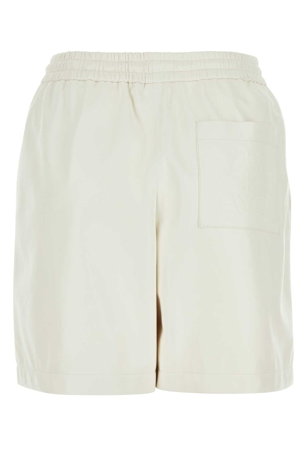 LOEWE Chic White Leather Mini Shorts