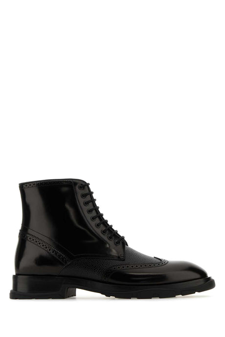 ALEXANDER MCQUEEN Sleek Leather Ankle Boots for Men