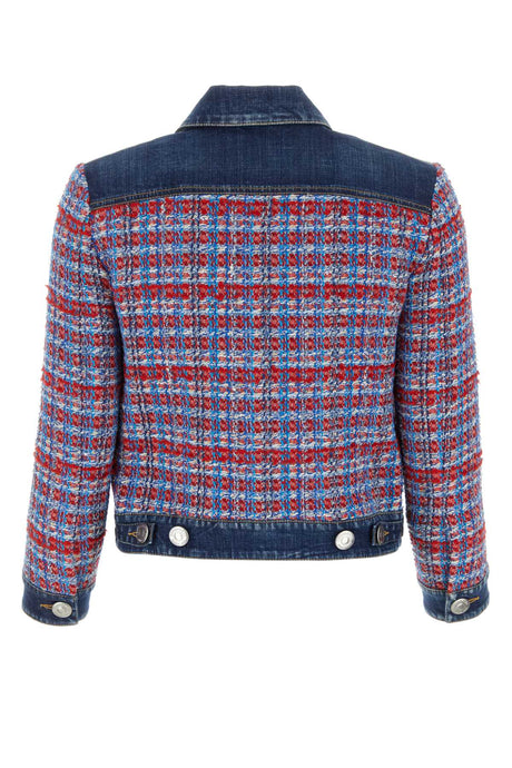 DSQUARED Vintage Multicolor Bouclé and Denim Jacket