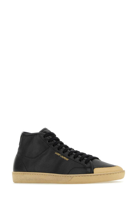 SAINT LAURENT Classic Black Leather Court Sneakers for Men