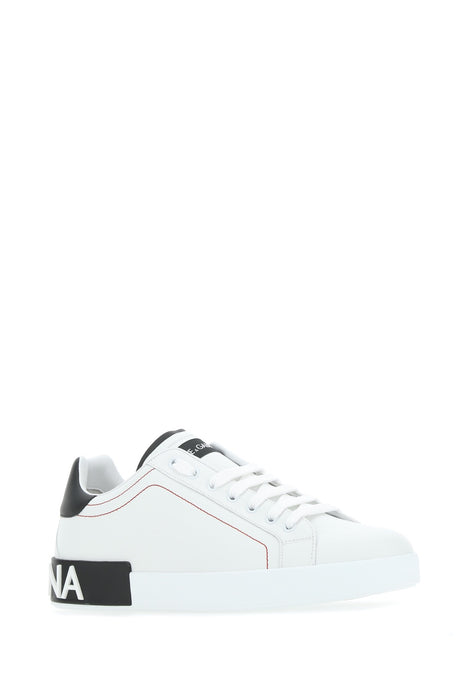 DOLCE & GABBANA Luxury White Nappa Leather Portofino Sneakers for Men