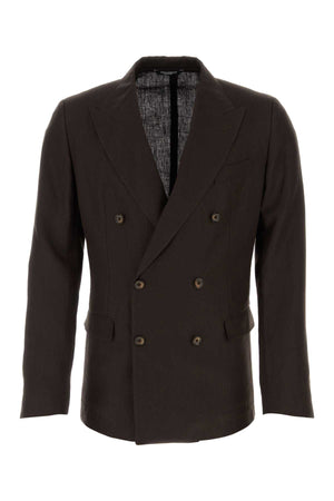 DOLCE & GABBANA Chic Chocolate Linen Blazer for Men