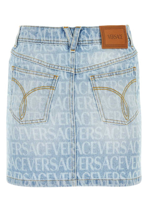 VERSACE Chic Printed Denim Mini Skirt