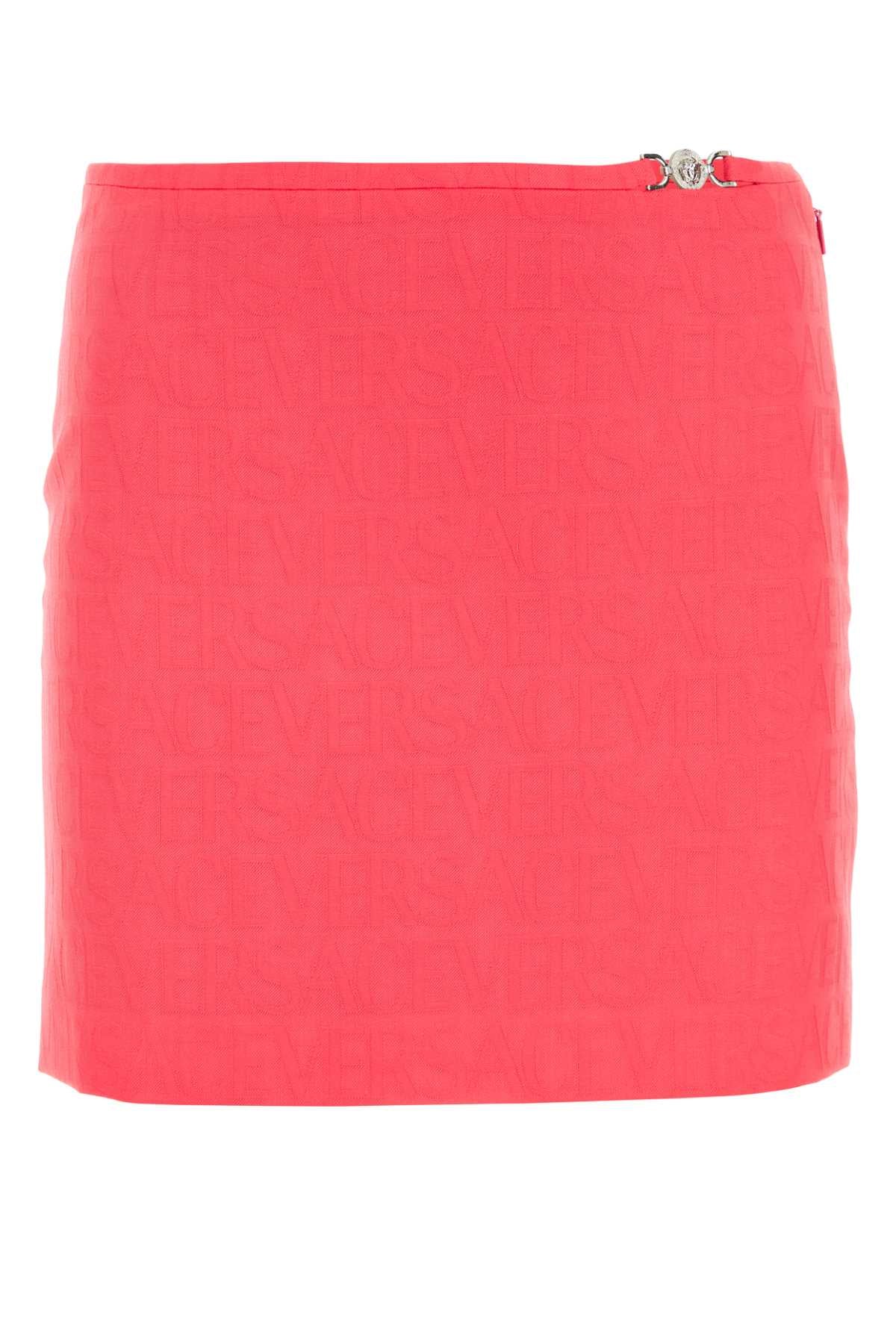 VERSACE Fluo Pink Jacquard Mini Skirt