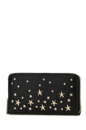 JIMMY CHOO Classic Black Leather Pippa Mini Wallet (20 cm x 11 cm x 3 cm)