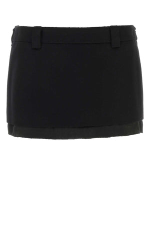 MIU MIU Chic Black Wool Blend Mini Skirt for Women