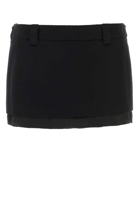 MIU MIU Chic Black Wool Blend Mini Skirt for Women