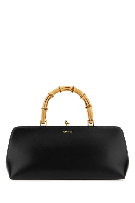 JIL SANDER Mini Black Leather Goji Bamboo Handbag